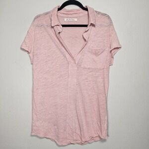 Free‎ People We The Free Womens XS Pink Tunic Top Knit Collared Shirt Grunge
